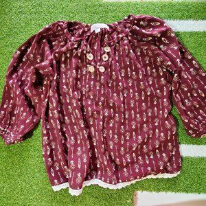 BELA & NUNI Girls V-Neck Pullover Long Sleeve Top, Size 6Y